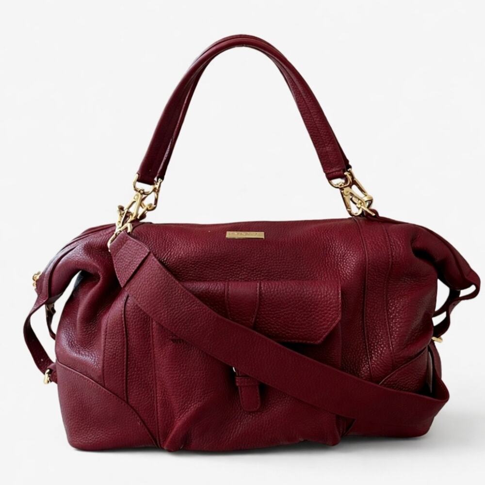 NWOT LYMIA Charlie Diaper Tote in “I’m Moody” Maroon Leather With Pretty Pod